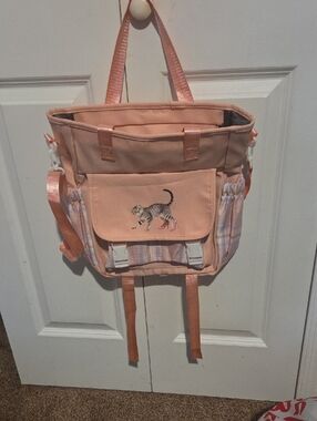 Peach Cat Embroidered Tote Bag for Women